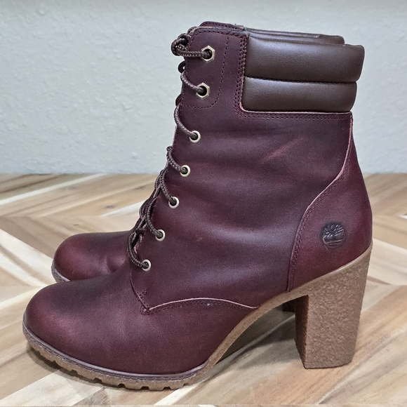 Timberland Women's Burgundy Tillston Leather Boots - Picture 2 of 8